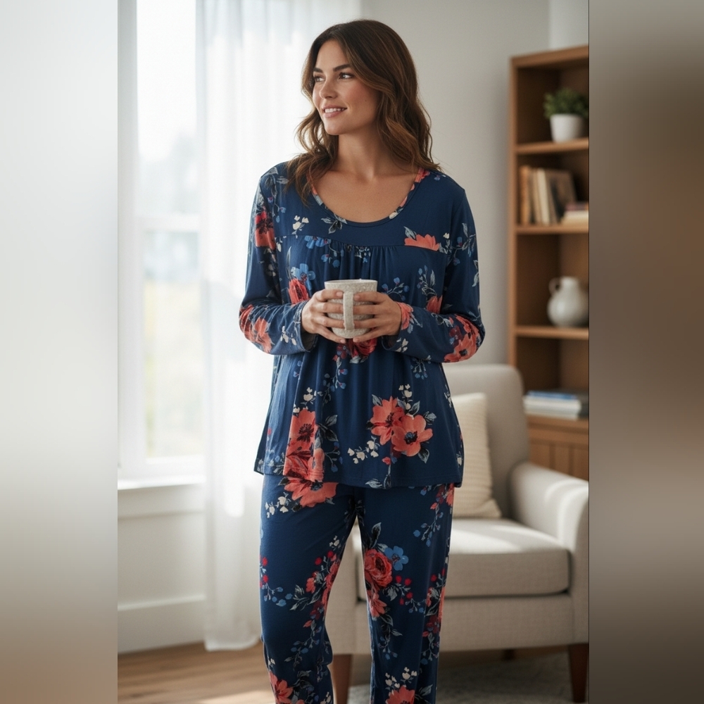 Very soft cozy Floral Blue Pajamas